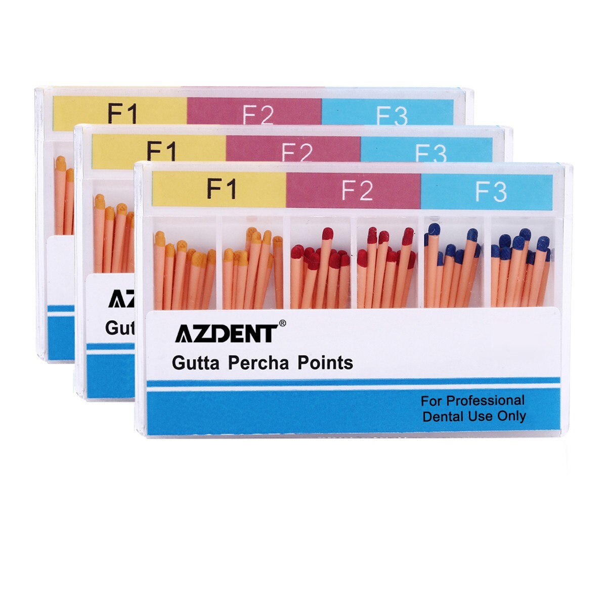 5 X AZDENT Dental Endo Root Canal Obturating Gutta Percha Points Taper F1 F2 F3
