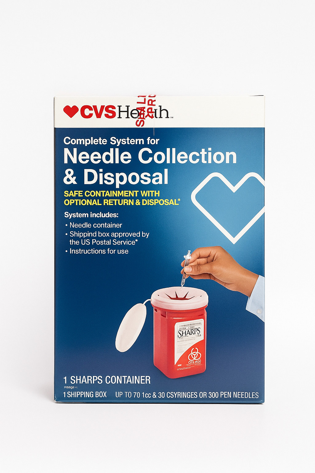 “CVS Health Sharps Needle Disposal Collection Container Kit – New Sealed – USPS