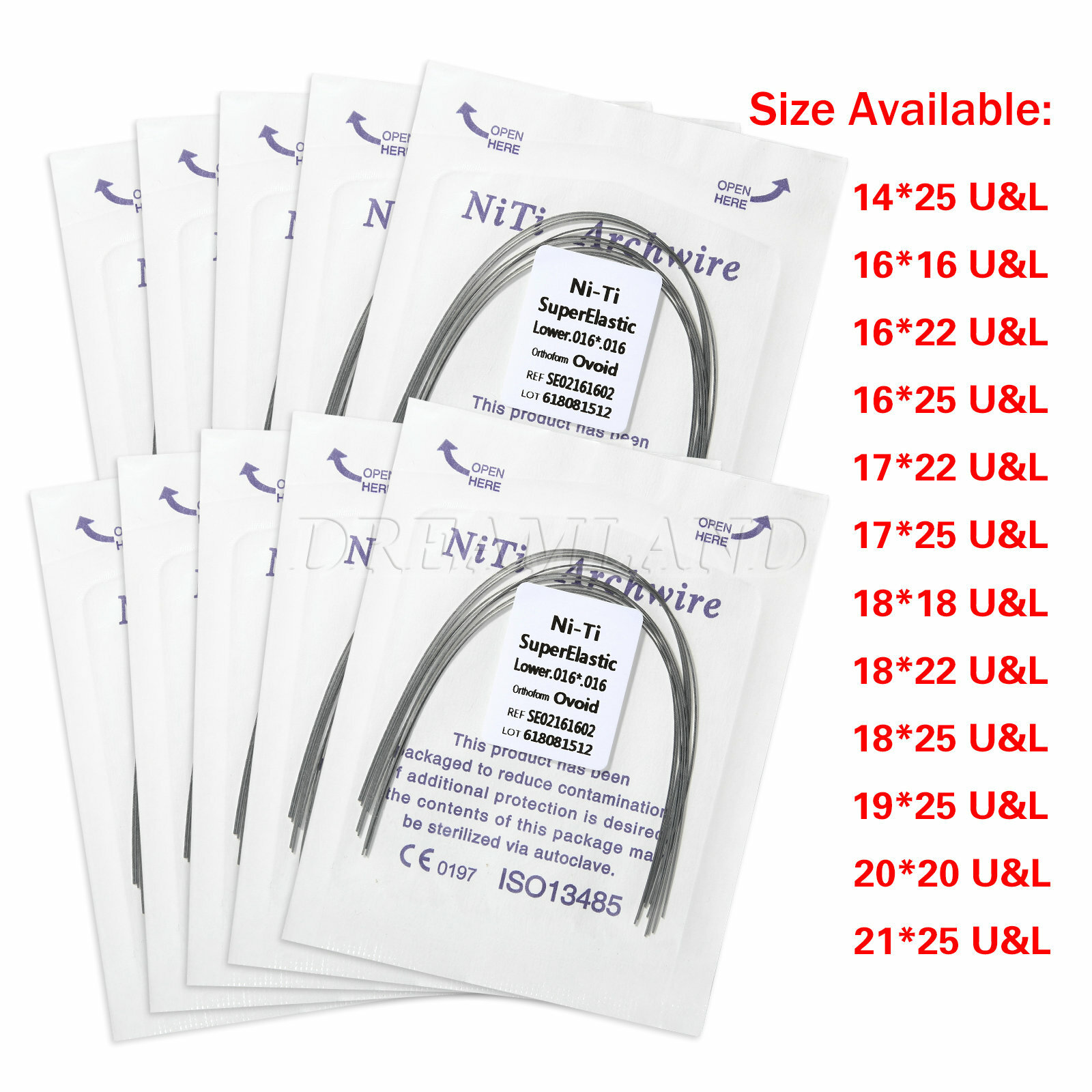 100PCS Dent Niti Rectangular Arch Wire Orthodontic Super Elastic All Sizes SK