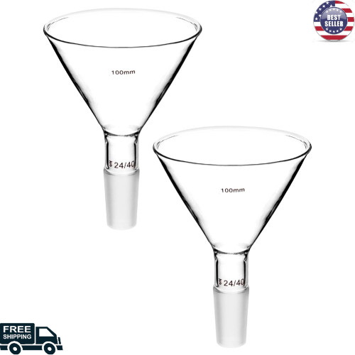 Glass Jointed Short Stem Powder Funnel Filter Funnel with 100Mm Top O.D 24/40