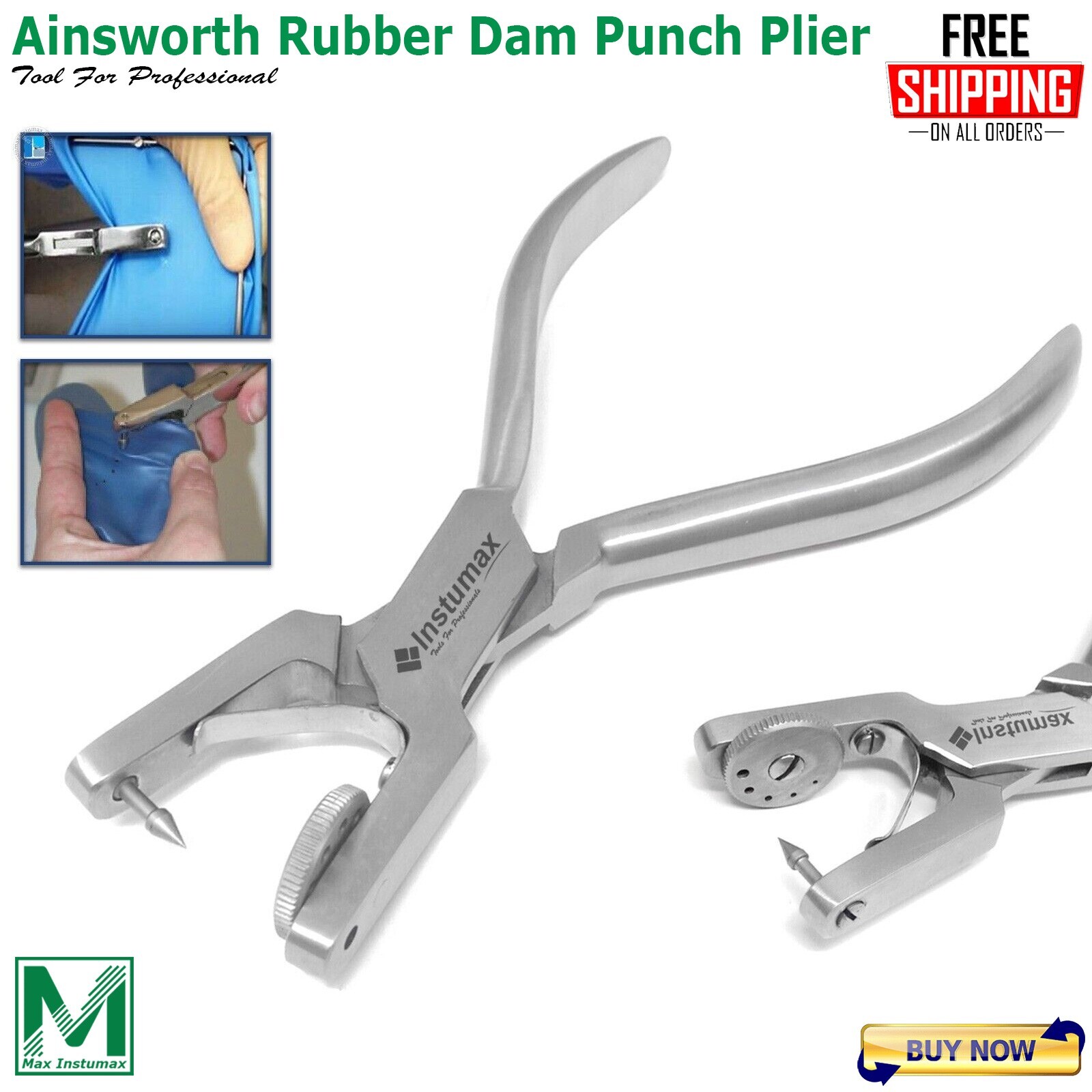 Dental Rubber Dam Kit Universal Brinker Clamps Frame Punch Forceps Mesh Cassette