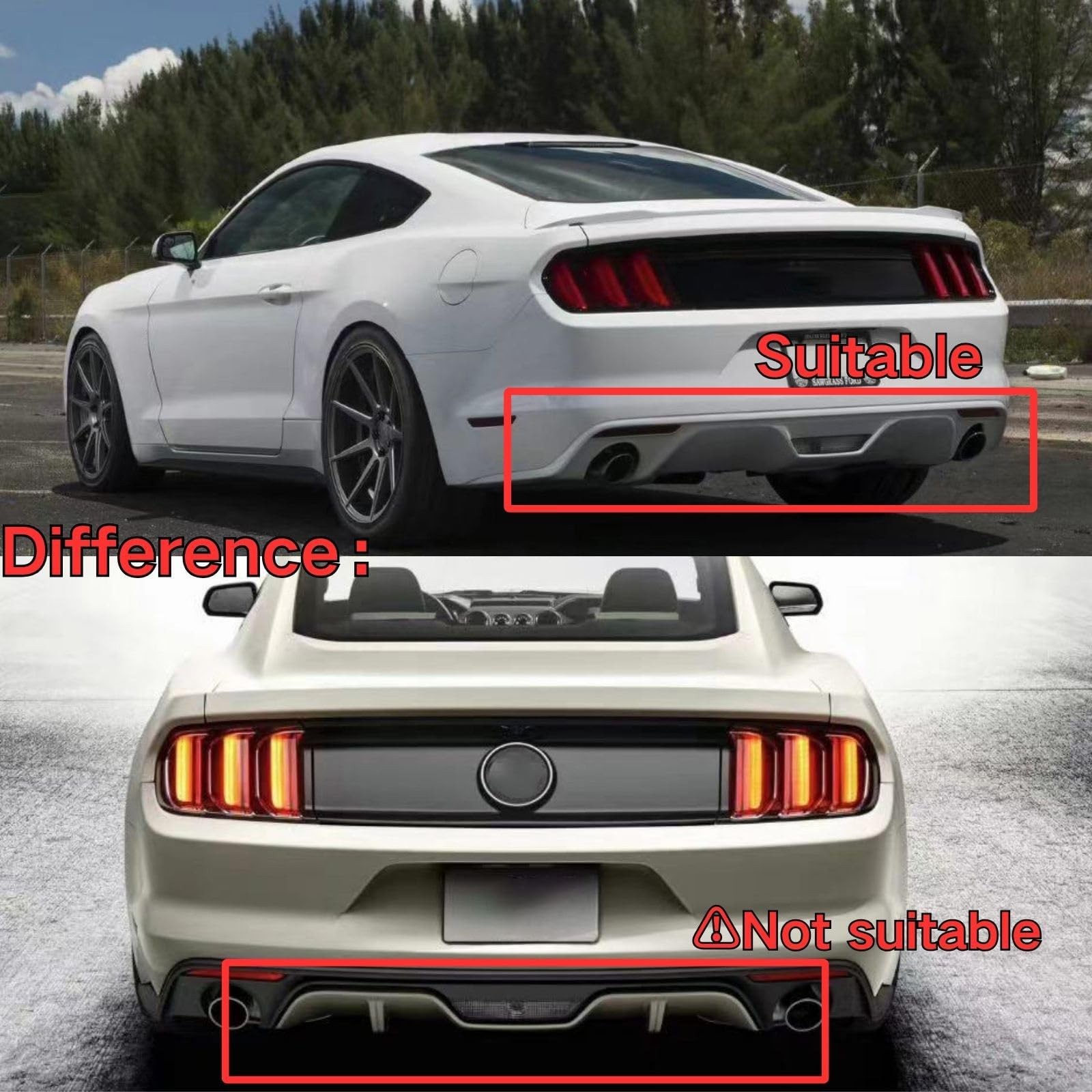 Rear Bumper Diffuser Spoiler Splitter Lip for Ford Mustang 2015-2017 Matte Black