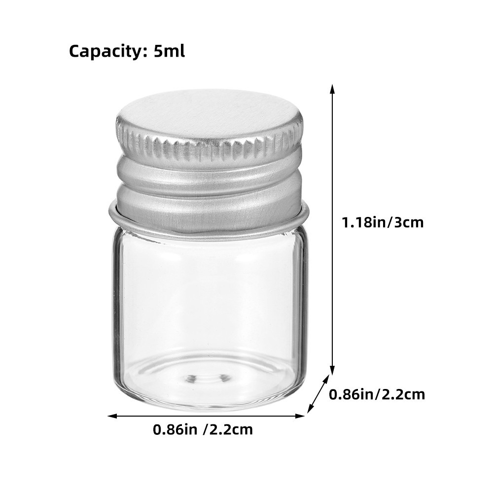 24 Pcs Mini Empty Glass Vials 5ml With Aluminum Caps For Sampling