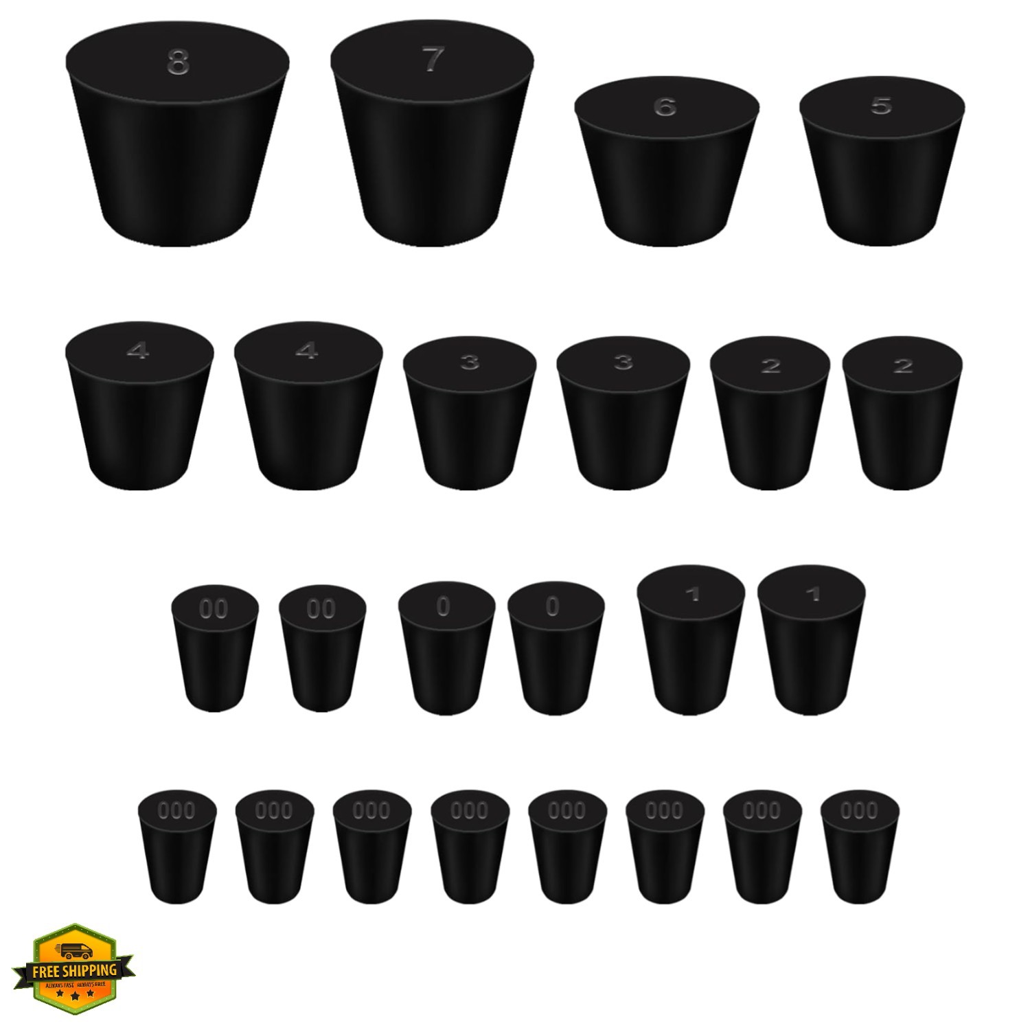 24Pcs Solid Rubber Stopper 11 Assorted Sizes – for Flask, Plug Holes, Lab Sea…