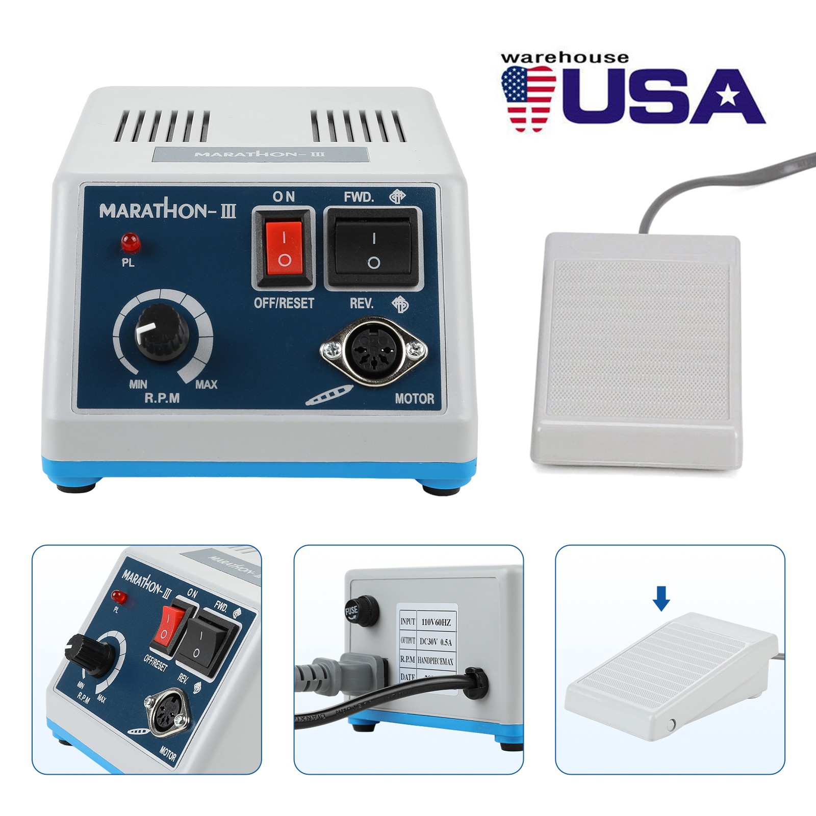 Dental Lab Marathon Electric Micromotor Polishing Unit / 35K rpm Motor Handpiece