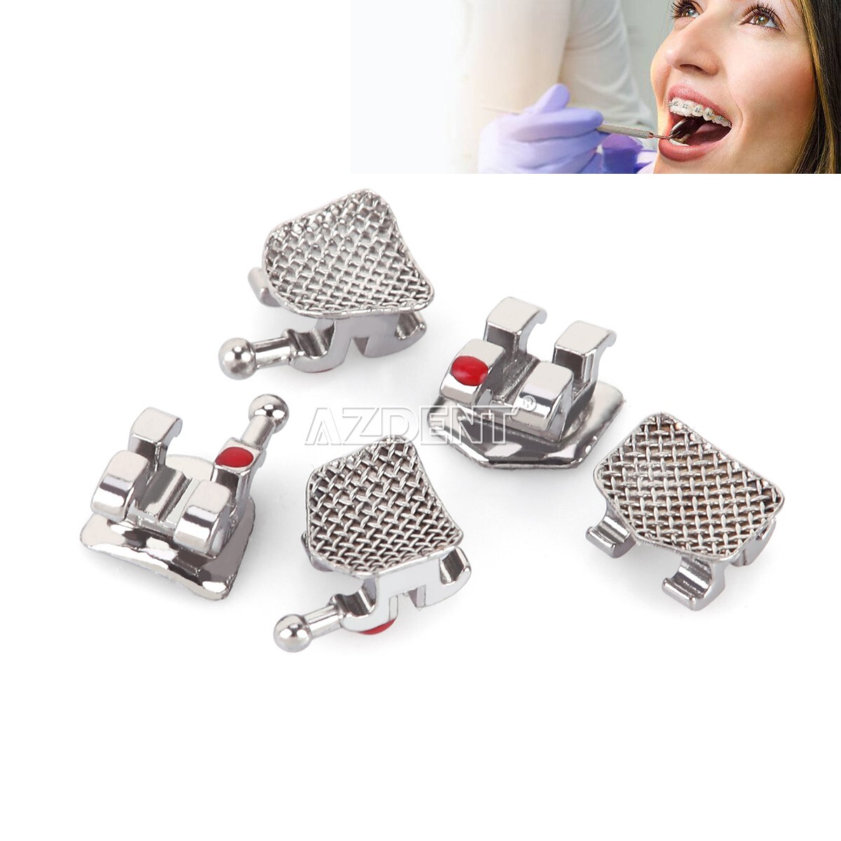 AZDENT Dental Orthodontic Metal Brackets Braces /Super Elastic Niti Arch Wires