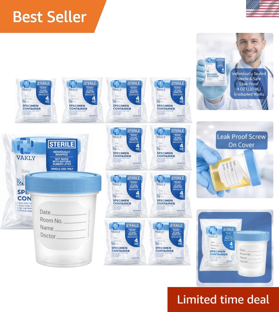 Medical-Grade 4 oz Specimen Cups – Individually Wrapped & Leak-Resistant