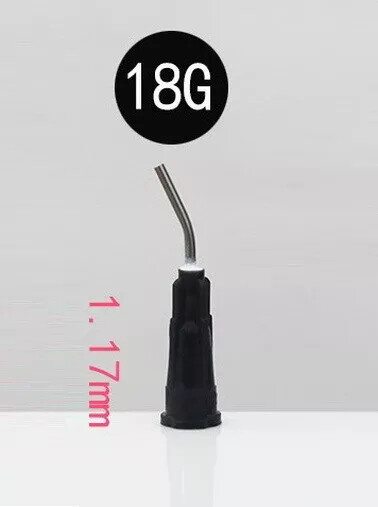 FLOW PRE BENT NEEDLE TIPS FOR ETCH DENTAL IRRIGATION SYRINGE TIP Black 18 GAUGE