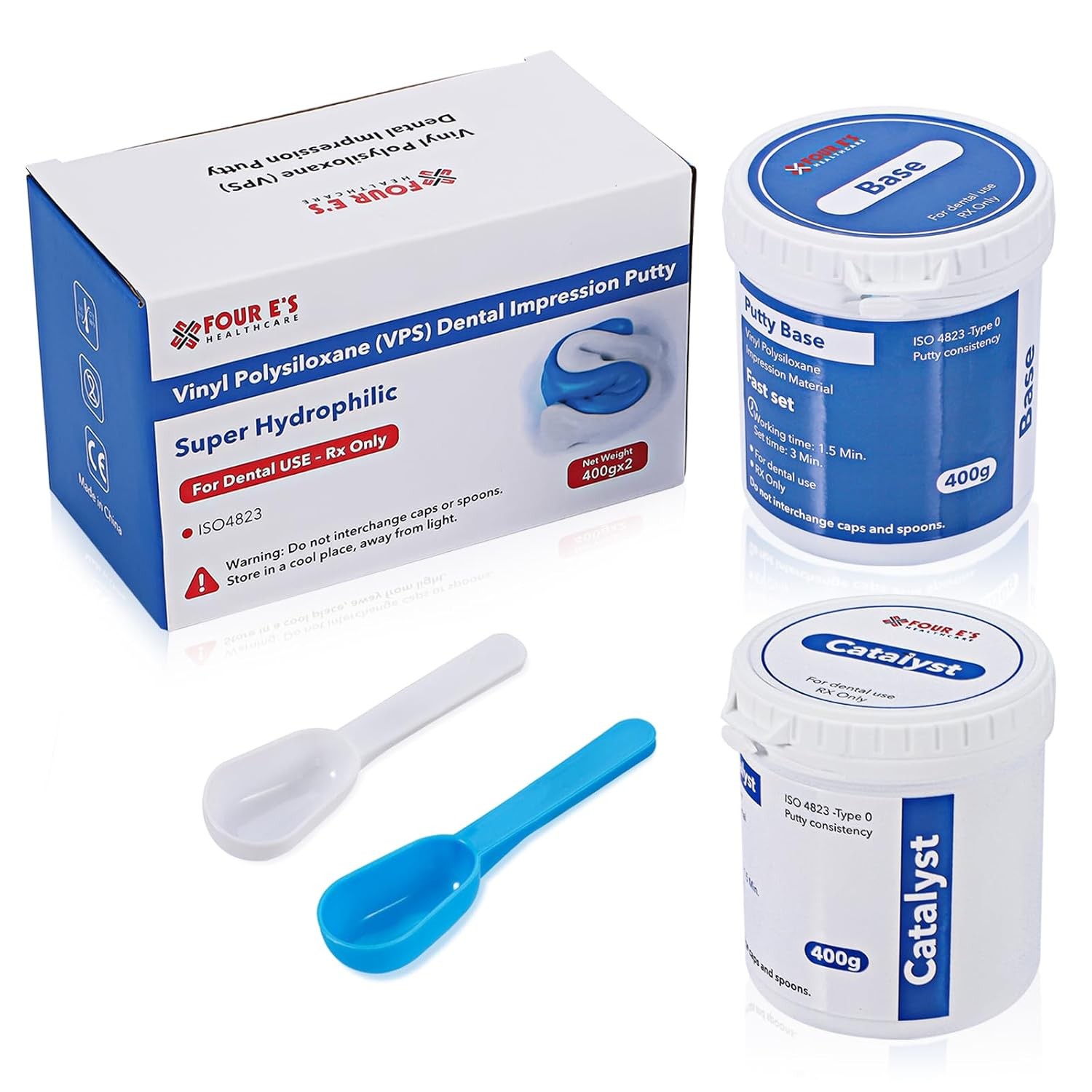 Dental Putty Fast Set VPS Dental Impression Material (400g Base&400g Catalyst)