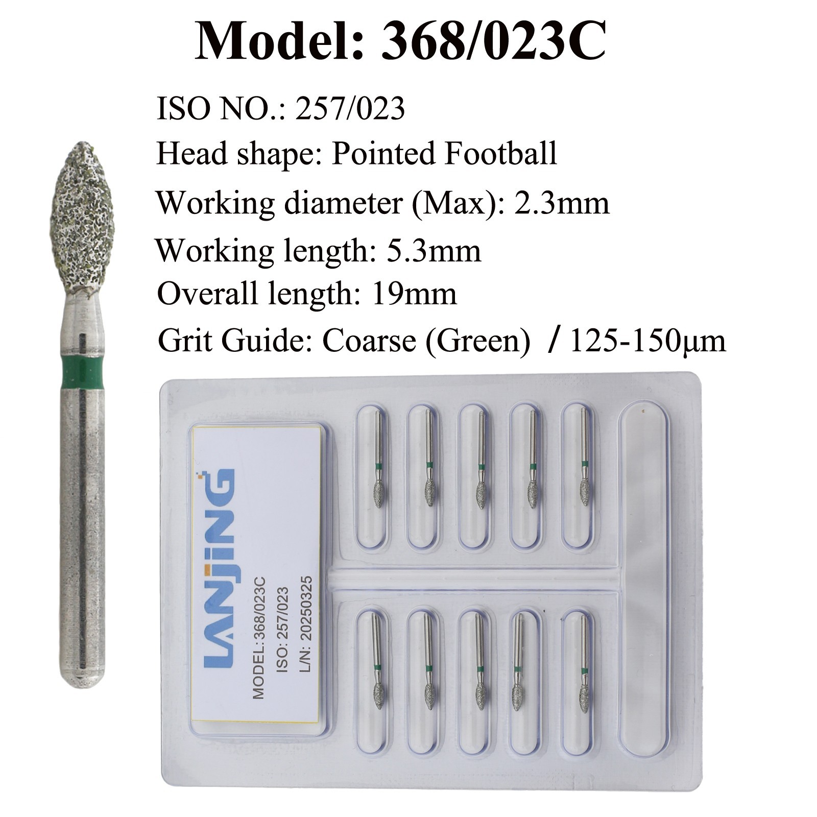 Diamond Bur Dental Burs 856 850 379 368 811 830 801 Football Round Barrel Pear