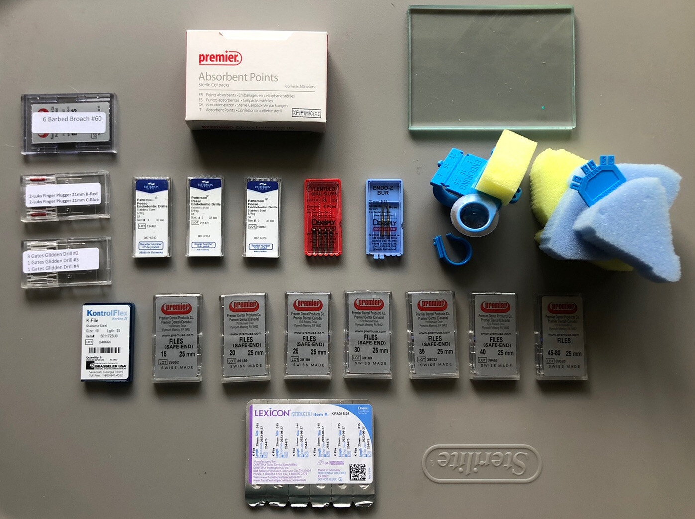 Endo K Files, Pluggers, Barbed Broaches, Gates Glidden and Peeso Drills