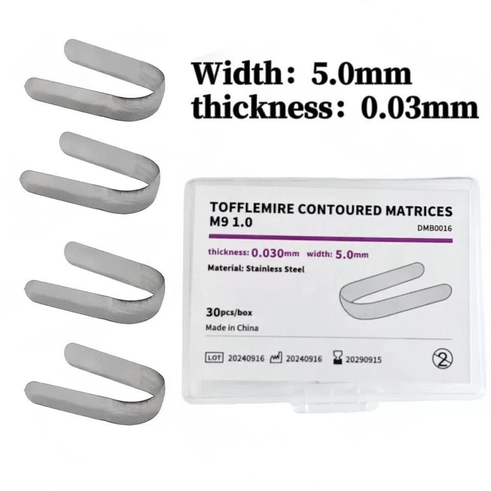 30 Pcs/Box Dental Double-Side Stainless Steel Matrices Matrix Bands 0.03/0.038mm