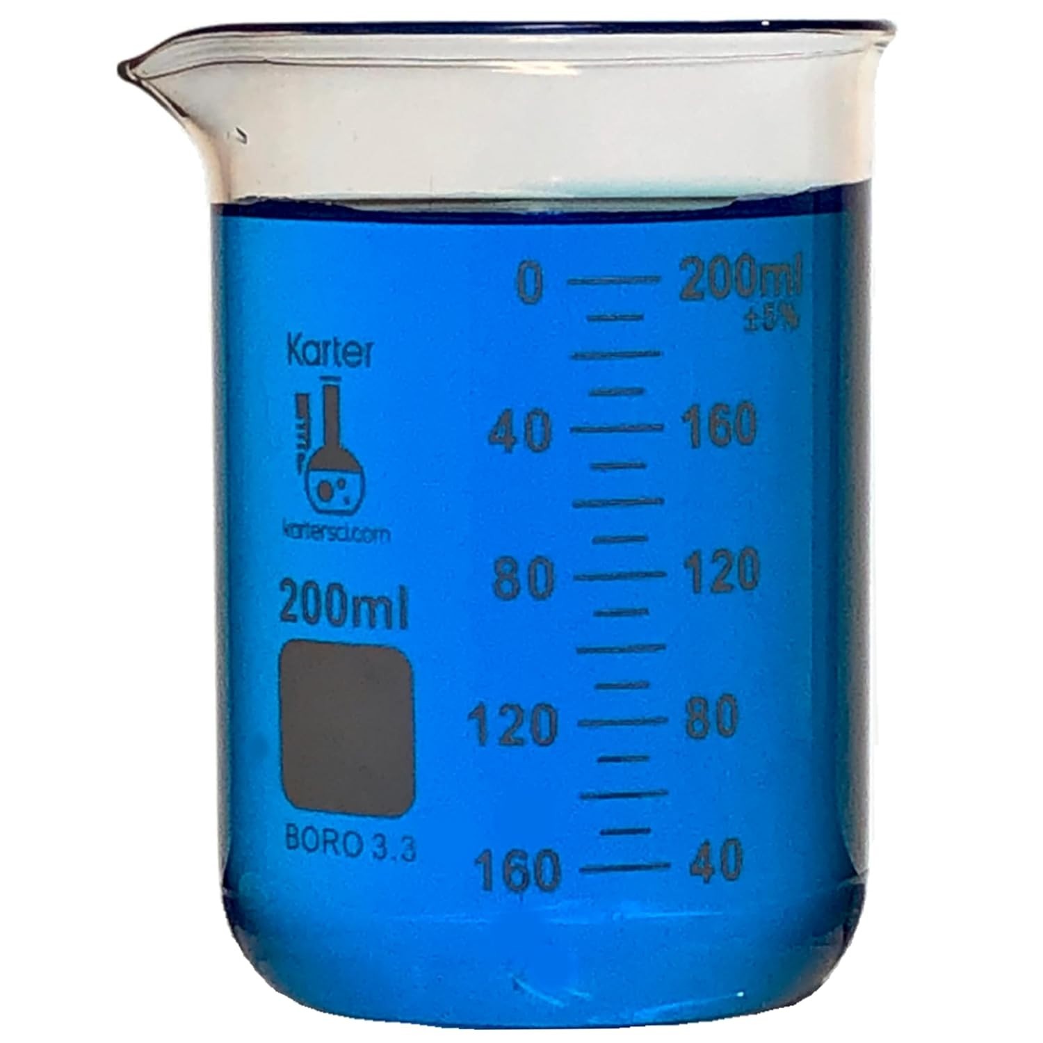 Single 200ml Graduated Beaker – Low Form with Heat-Resistant Borosilicate Glass