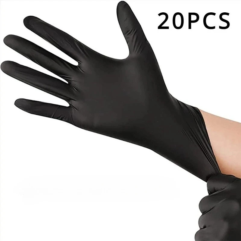 100/50/20PCS Black Nitrile Disposable Gloves Thick Waterproof Cleaning Tattoo