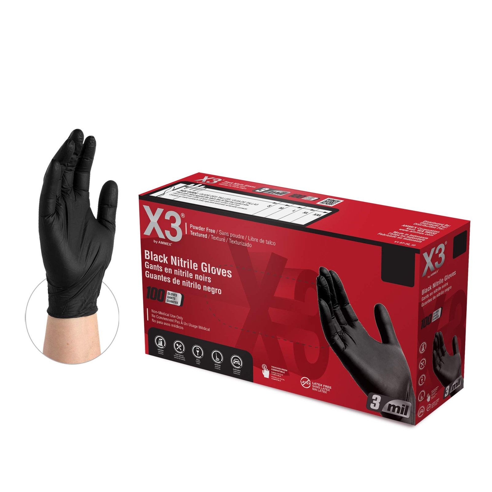 Black Nitrile Disposable Industrialgrade Gloves Mil Latex And Powderfree Foodsaf