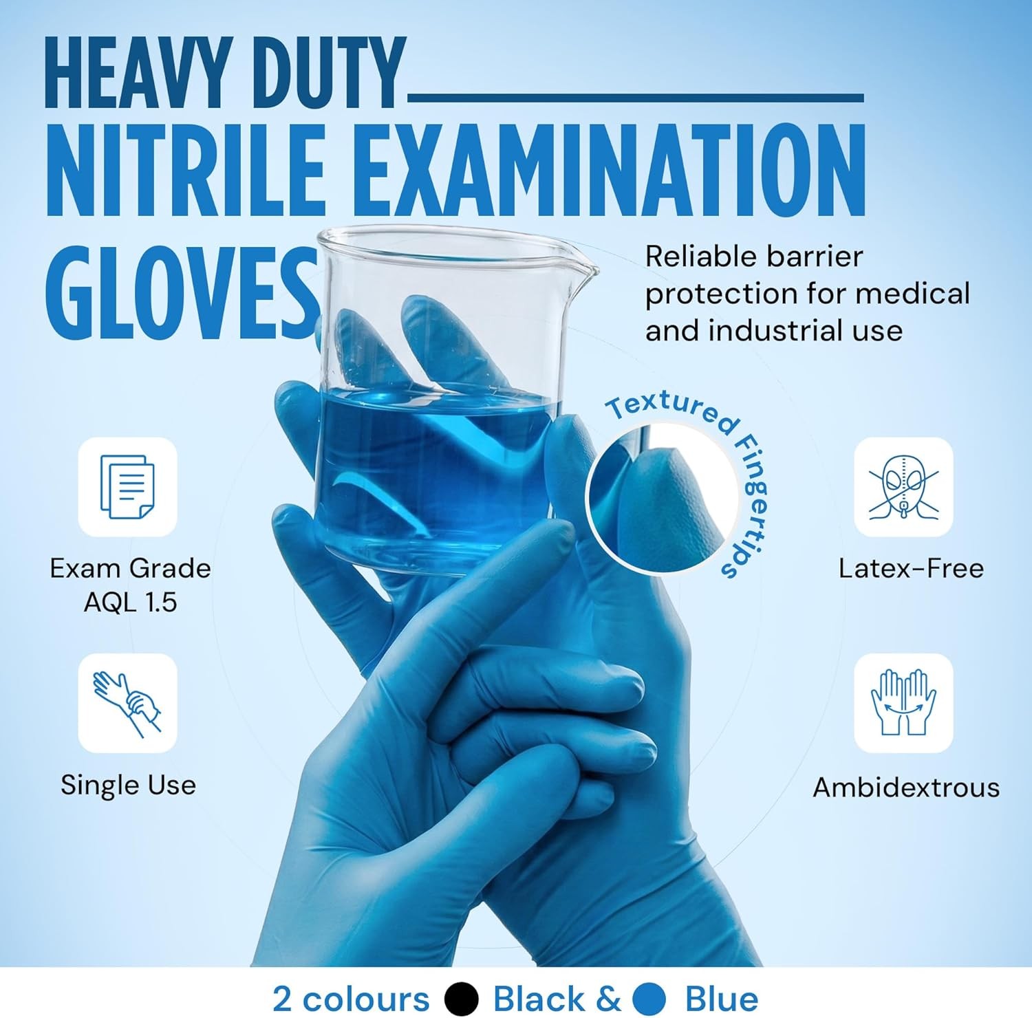 Heavyweight Nitrile Gloves Exam Grade Latex Free Disposable