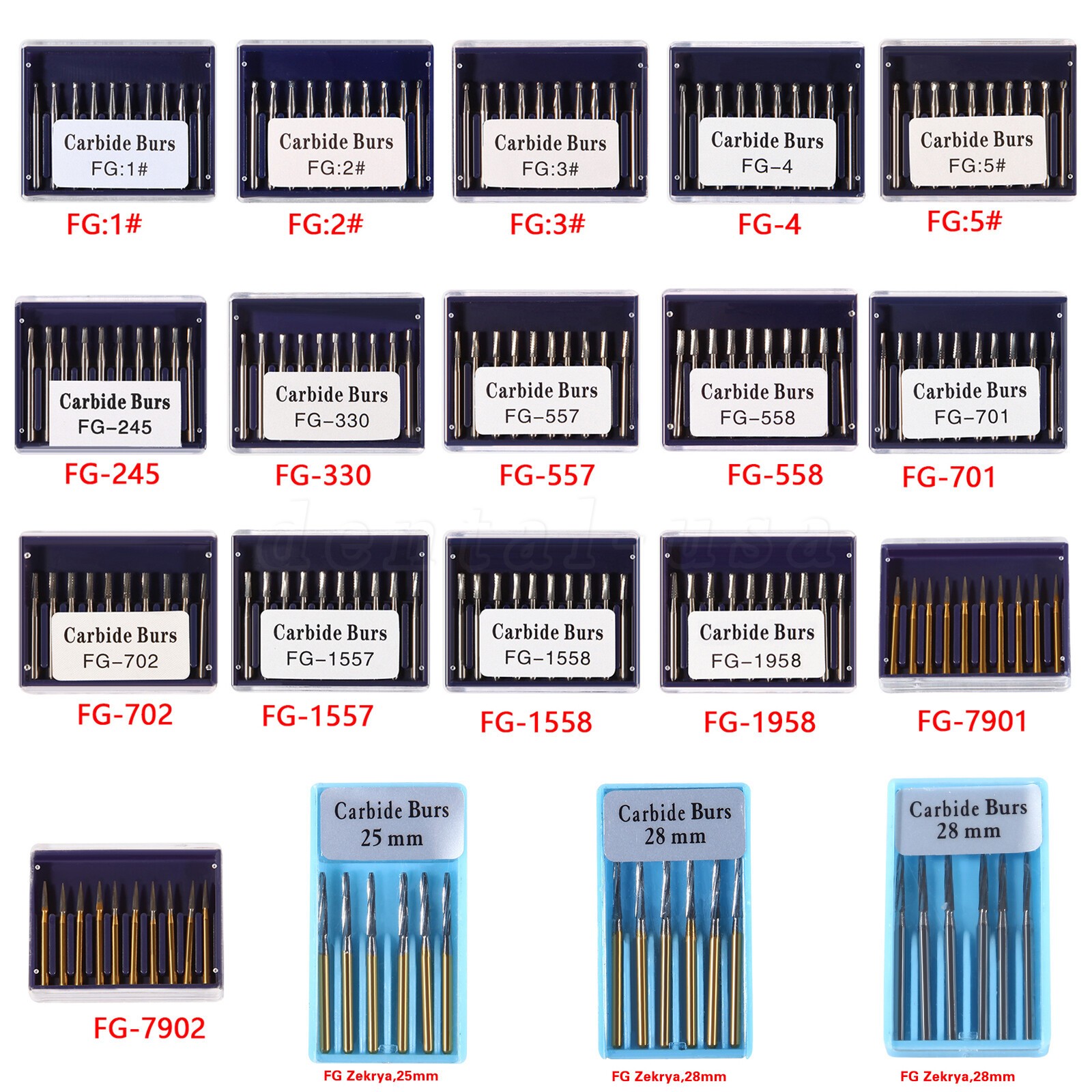 Dental Burs FG 330 557 701 Pear High Speed Tungsten Carbide Burr 19mm Midwest