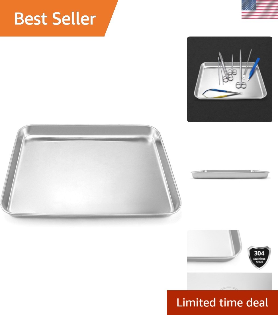 Multi-Purpose Stainless Steel Tray for Medical & Daily Needs – 12.2 x 9.4 Inches