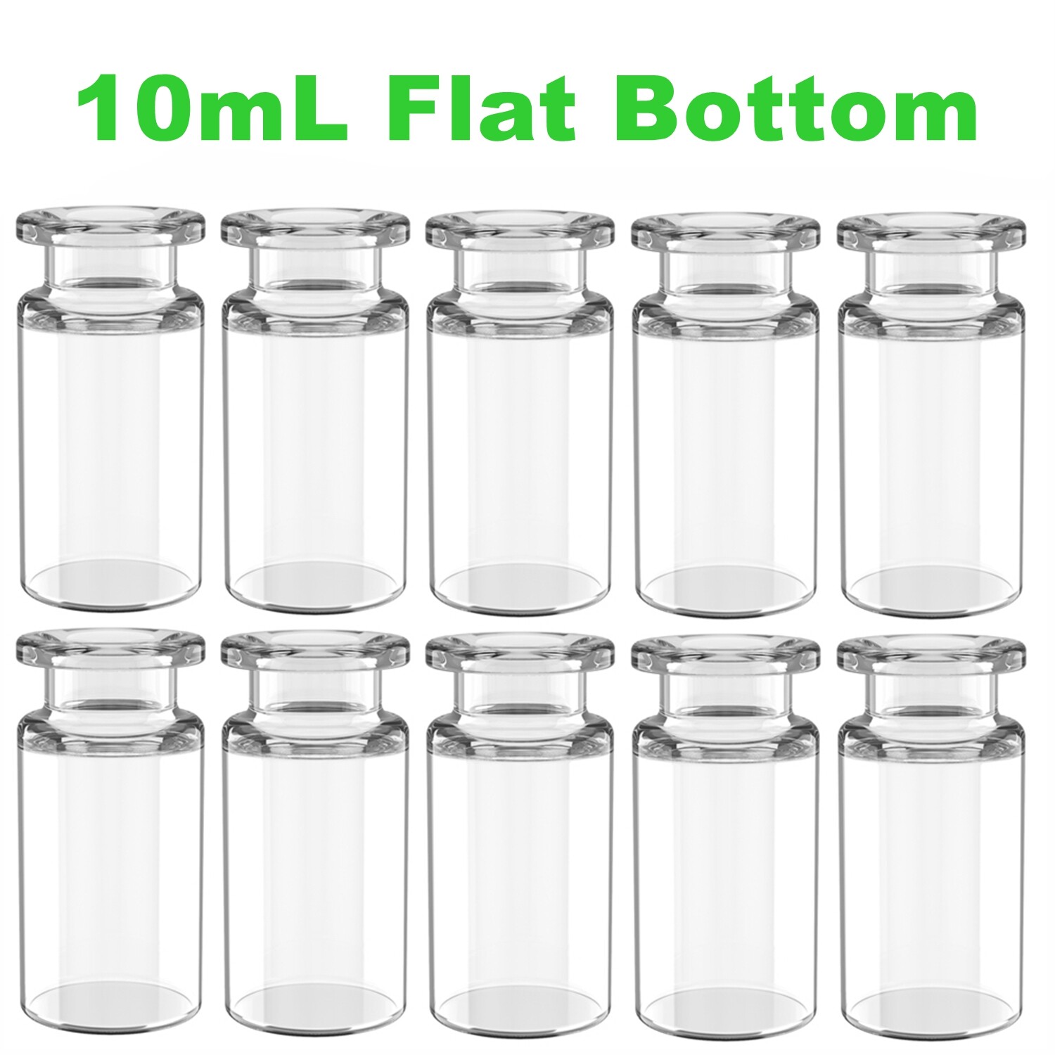 10mL Sample Headspace Vials Clear Glass 20mm Crimp-top Flat Bottom Beveled