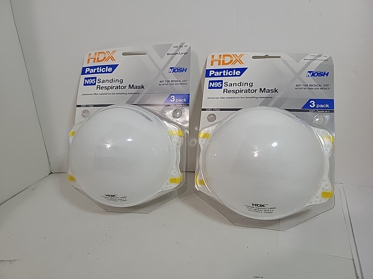 2 New HDX N95 Sanding Respirator Mask-3 Packs/total Of 6