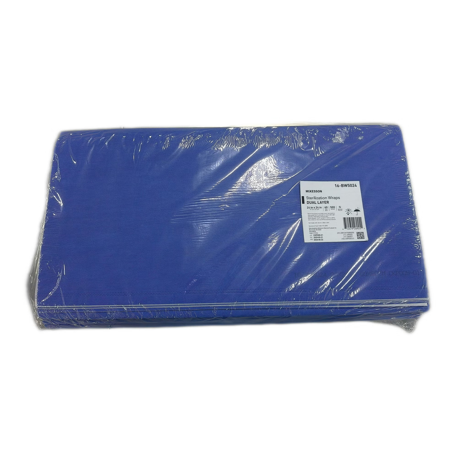 McKesson Sterilization Wrap Dual Layer White Blue 24 x 24″ 120 Ct