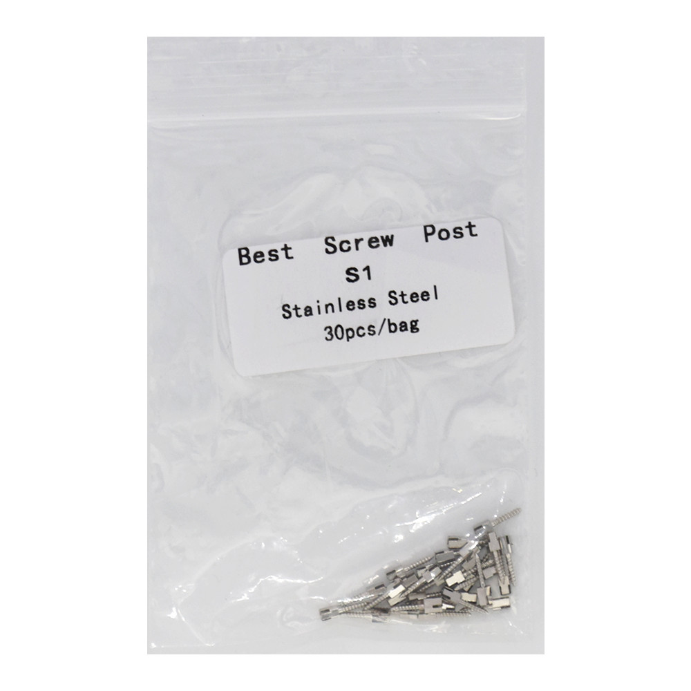 30Pcs/Bag Dental Stainless Steel Screw Post Silver Conical RefillFor Root Canal