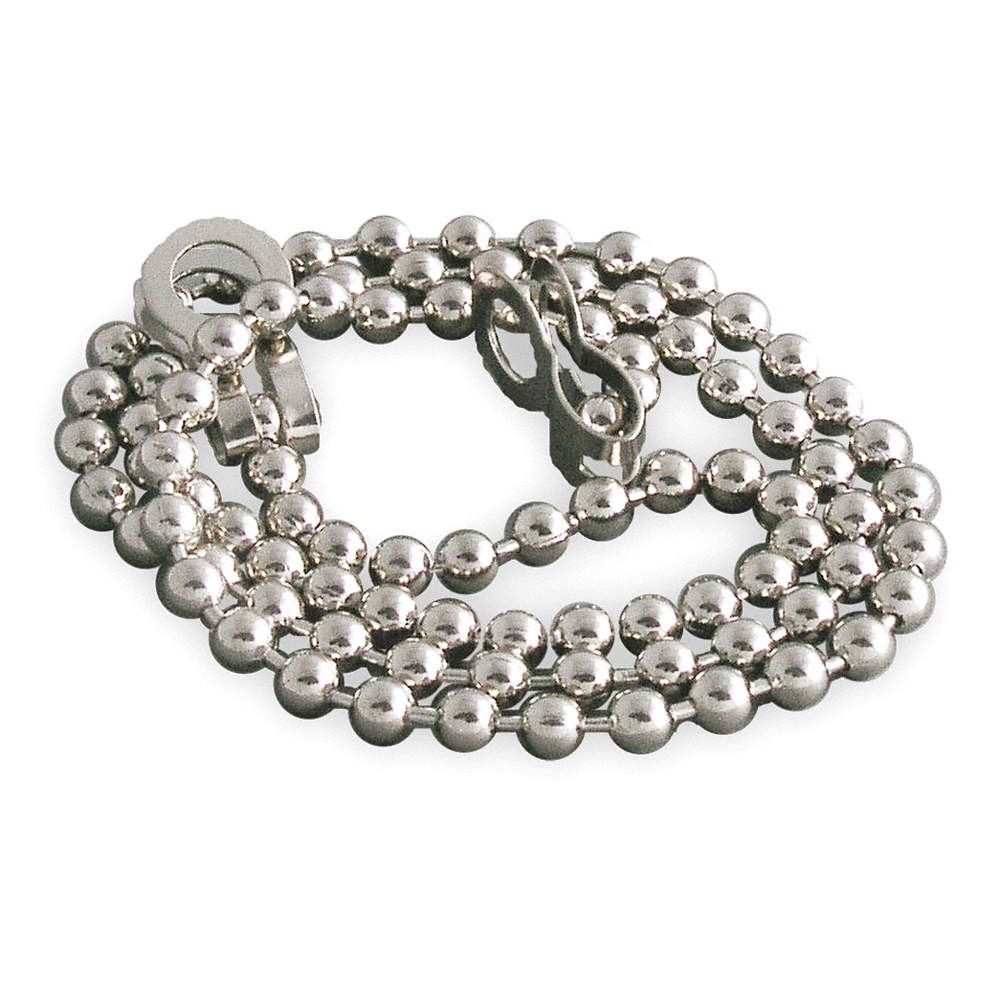 GRAINGER APPROVED 1PPH2 Stopper Chain,Nickel,PK5 1PPH2