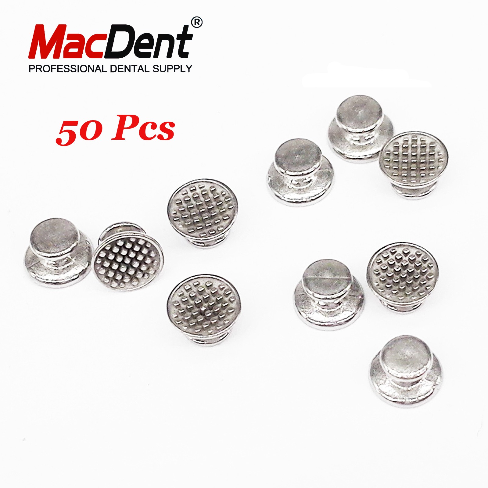 50pcs MacDent Dental Orthodontic Lingual Buttons Bondable Round Base 10pcs/pack