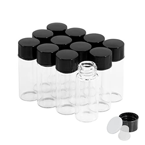Clear Glass Vials 4ml 1 Dram Screw Caps Plastic Stoppers Leak Proof Sample