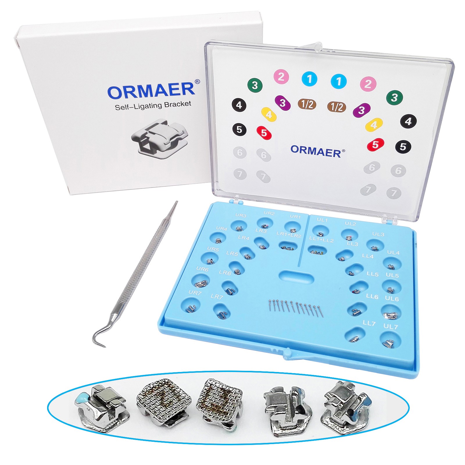 Dental Orthodontic Self-Ligating Brackets Metal Mesh Roth/MBT 022 Active Hook