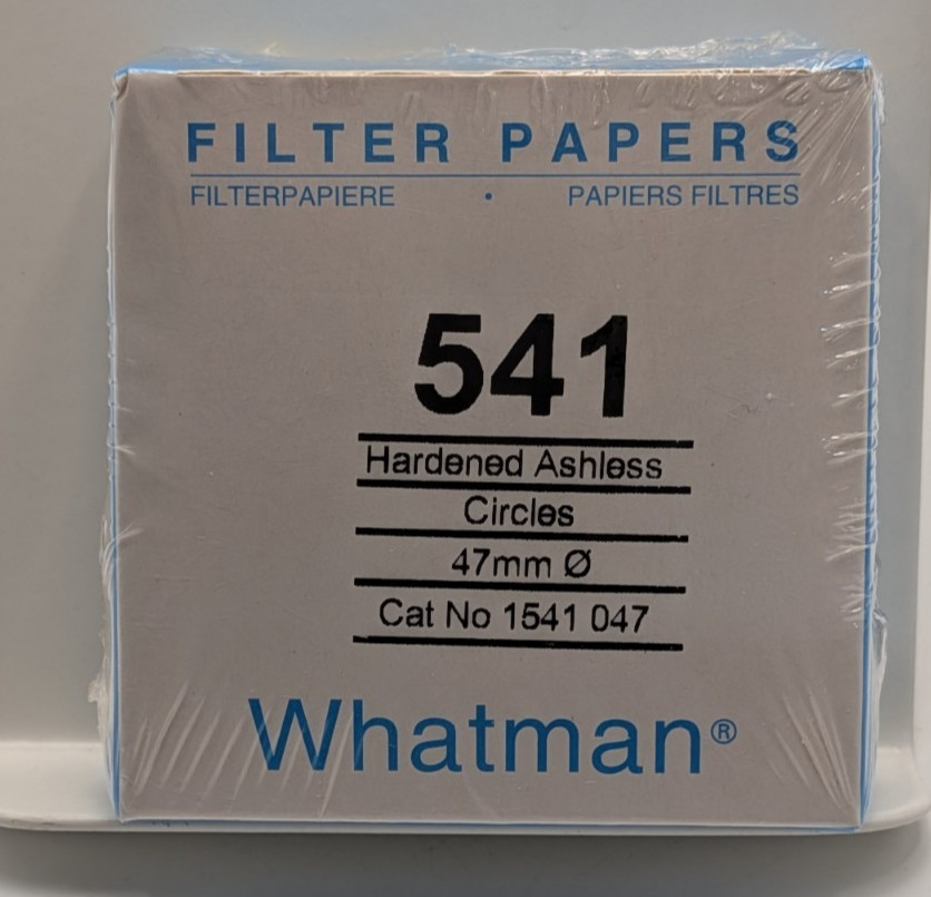 WHATMAN 1541-47 HARDENED ASHLESS FILTER PAPER, 47mm DIA, GRADE 541, (100 PACK)
