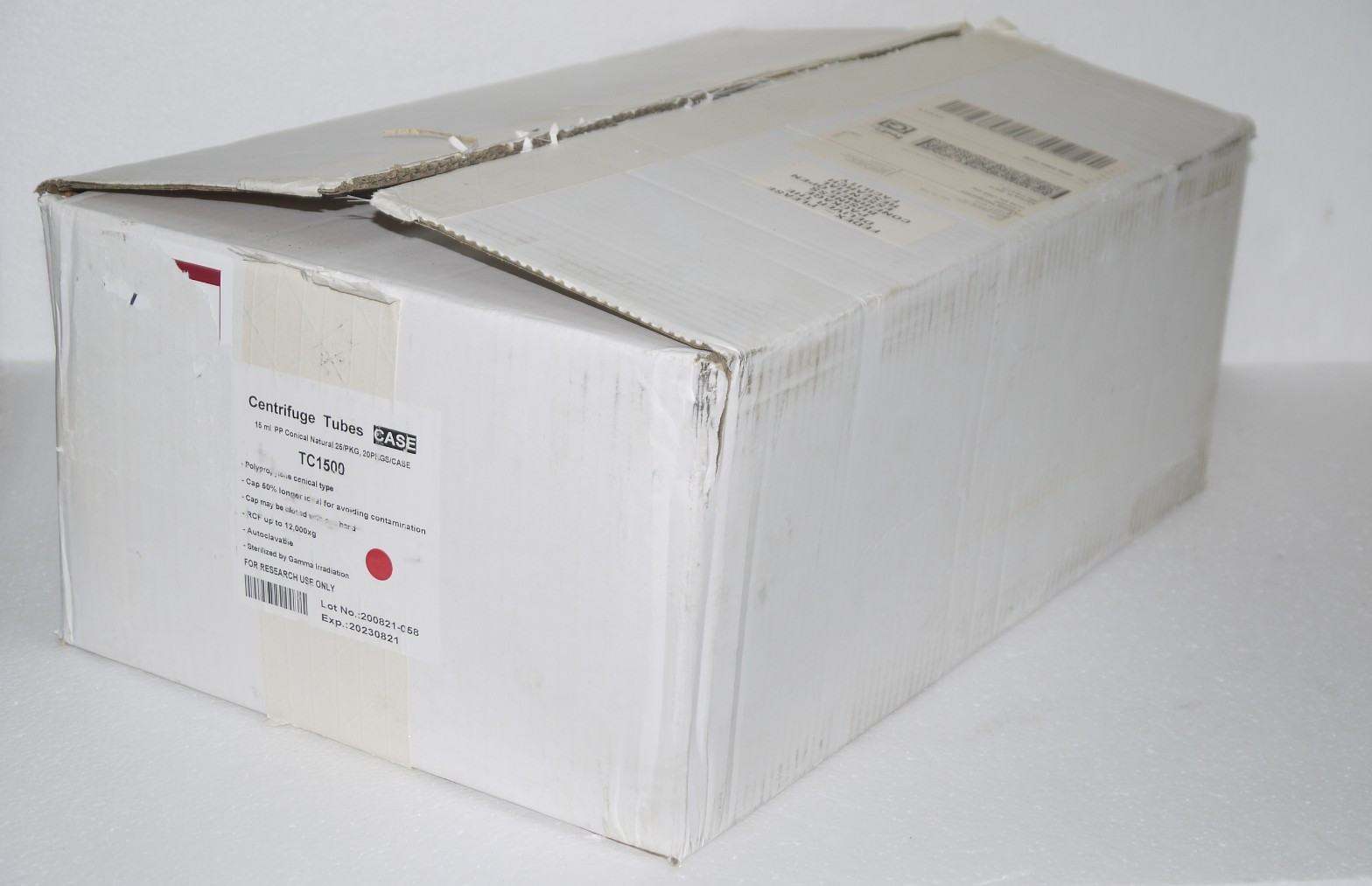 Argos Technologies TC1500 Sterile 15mL Centrifuge Tube 500 pcs Recessed Caps New