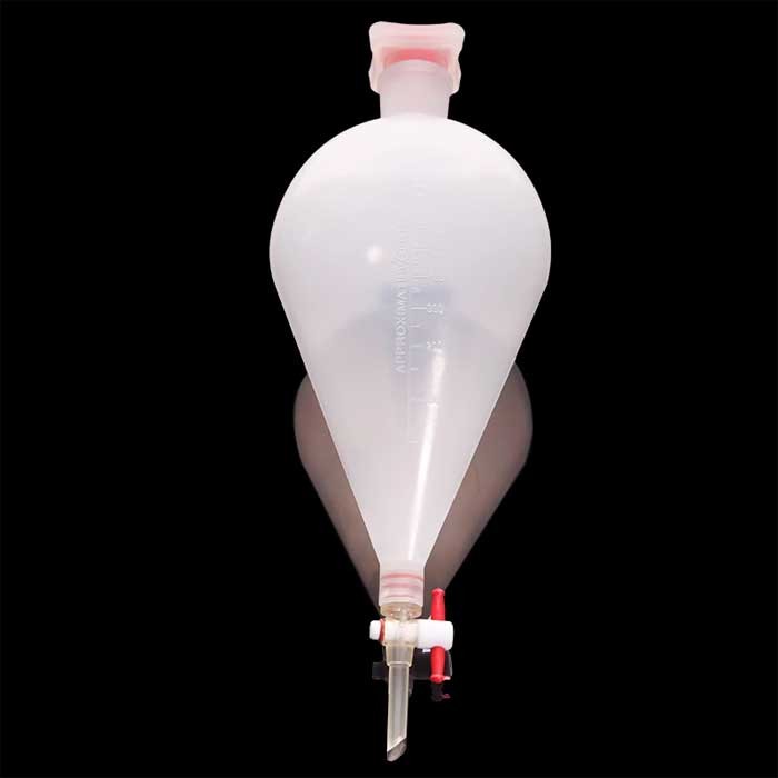 Lab Plastic Separating Funnel, 125-1000ml, PTFE Stopcock, Chemistry Supplies
