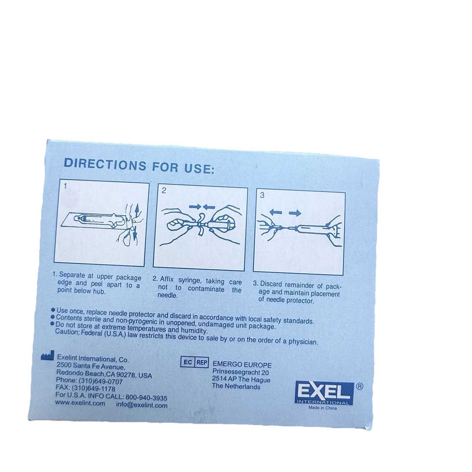 Exel Sterile Hypodermic, Disposable, Regular Wall, 23G x 1.5″, SIX BOXES of 100