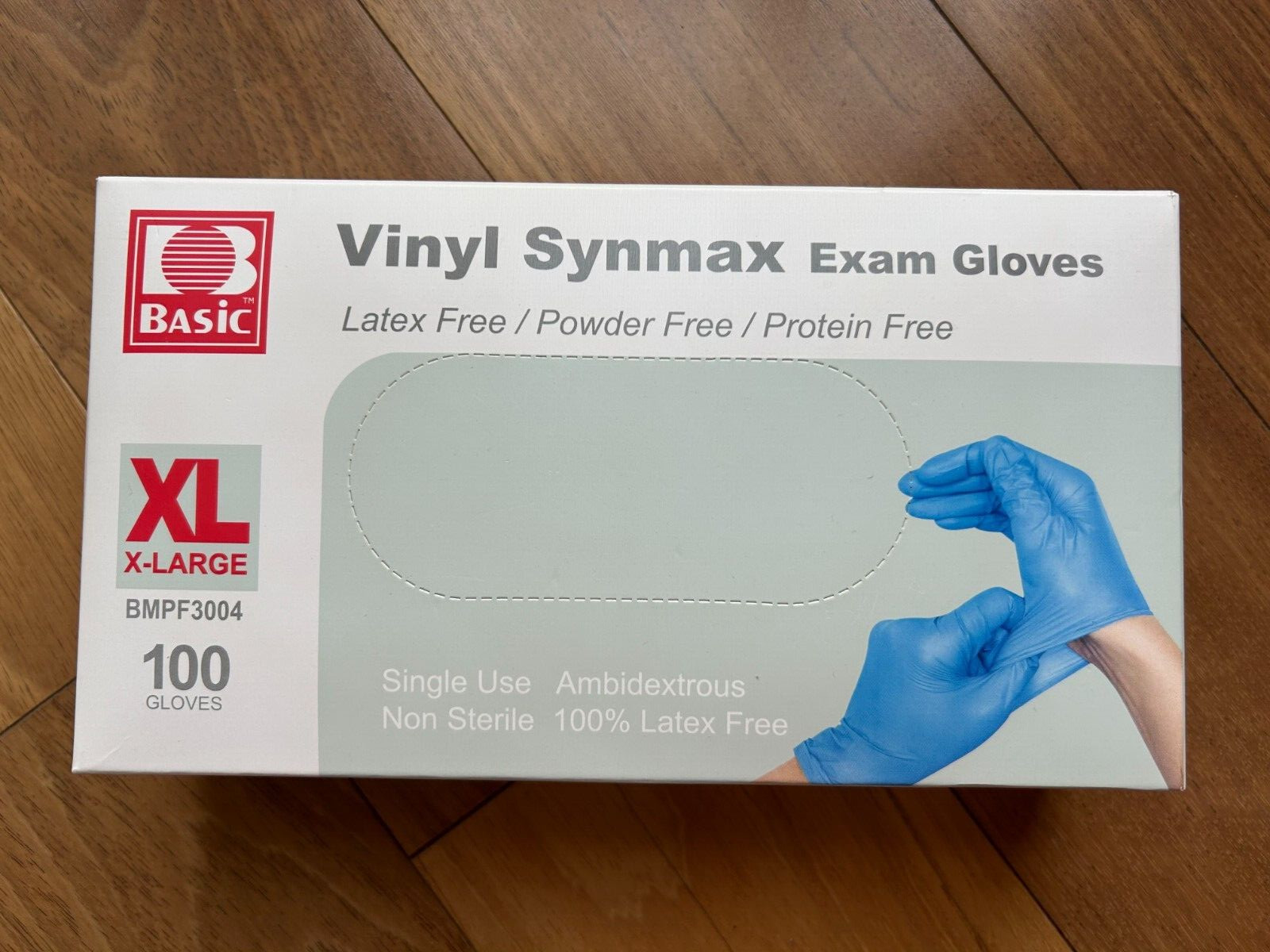 Lot of 3 Packs, Basic Vinyl Synmax Exam Gloves Latex- Protein- Powder-Free, XL