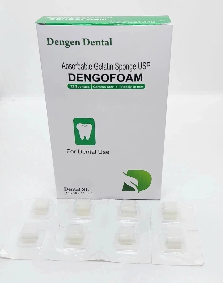 Dengen Dental Sterile Gelatine Hemostatic Sponge Gelfoam Cubes 32pcs