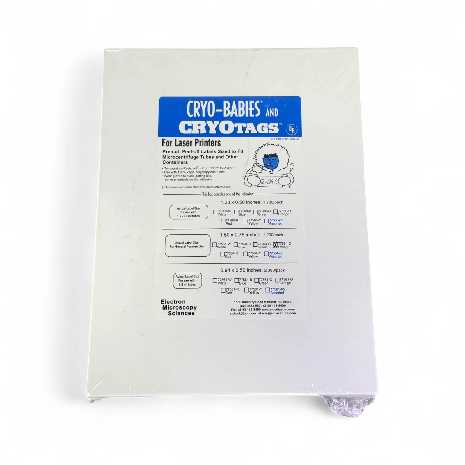Electron Microscopy Sciences 77564-O Cryo-Babies and Cryo-Tags Orange 1200 Pack