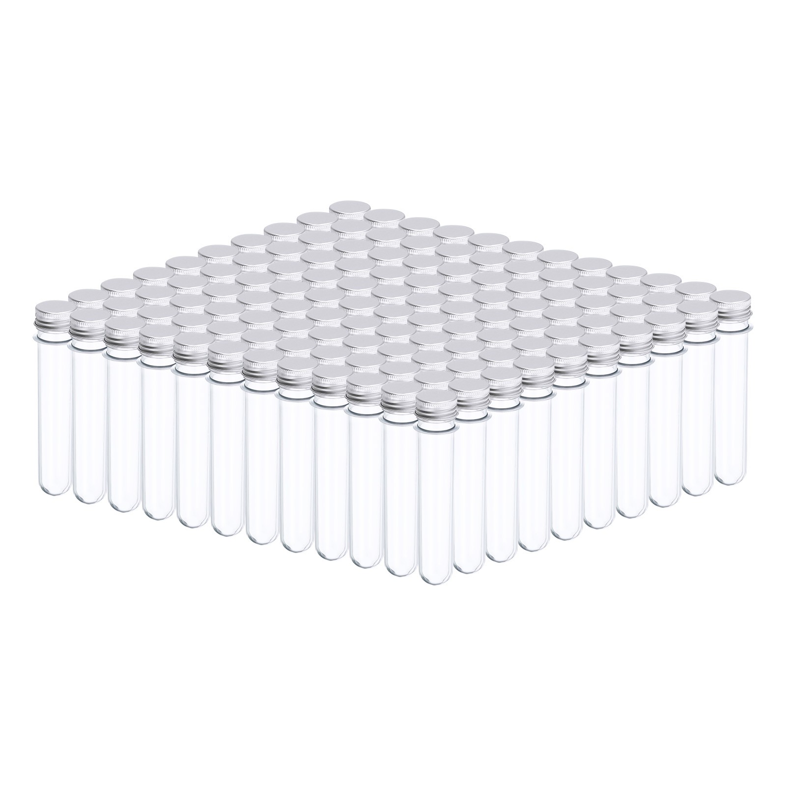 120Pcs 45ml Plastic Test Tube with Screw Caps 140x25mm Tubes Aluminum Lid