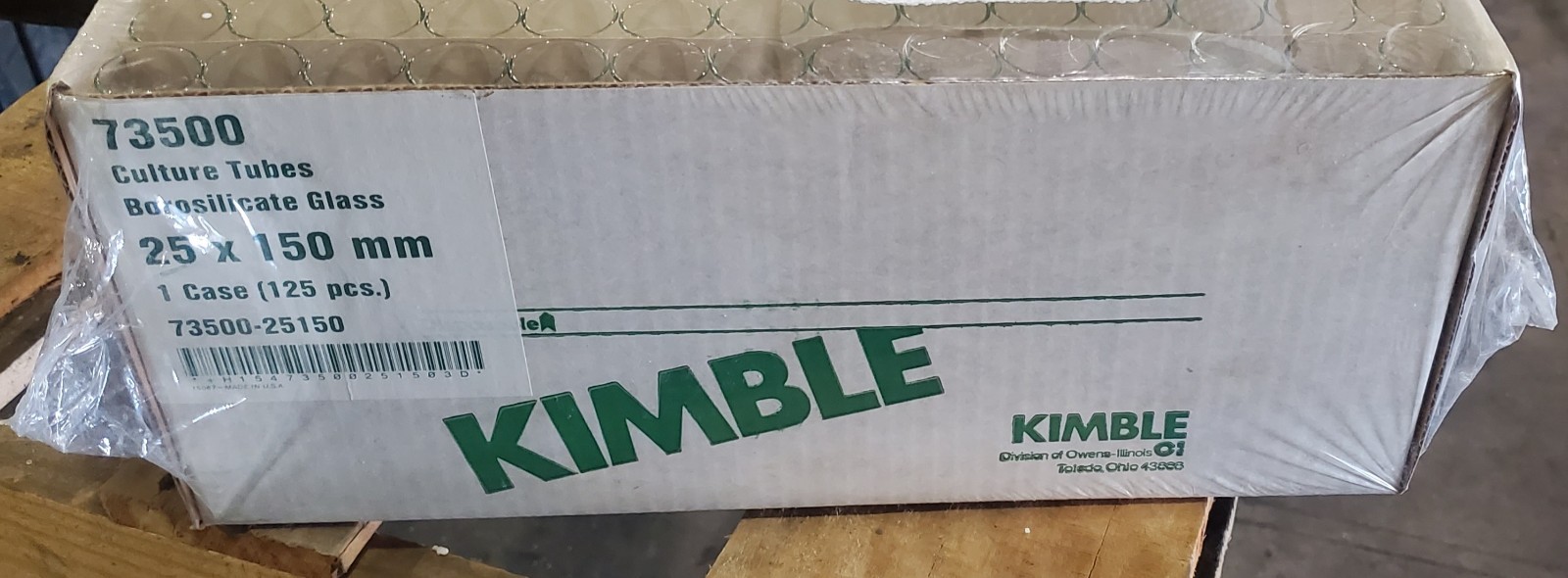 Kimble Culture Tubes Borosilicate Glass 25 x 150 mm, 112 Tubes, 73500-25150, USA