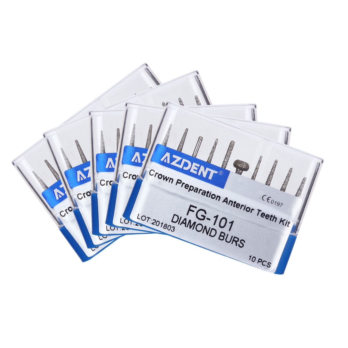 5Set Fresas Dental Diamante para Preparación de Coronas y Puentes Dientes AZDENT