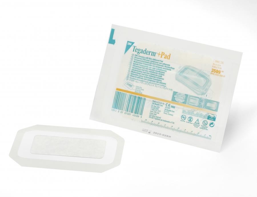 3M Tegaderm Film Dressing W/ Pad 3-1/2×6″ W/ Non Adherent Pad Sterile, 100 Count