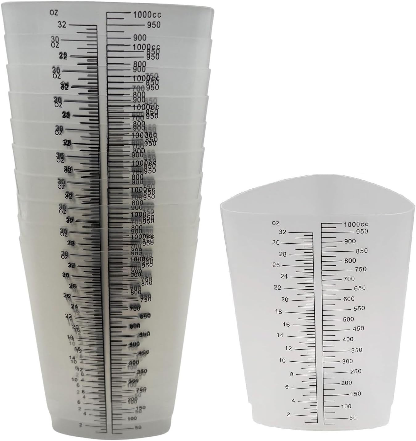 32 Oz Graduated Plastic Triangular Container Three-Sided Beaker for Measuring