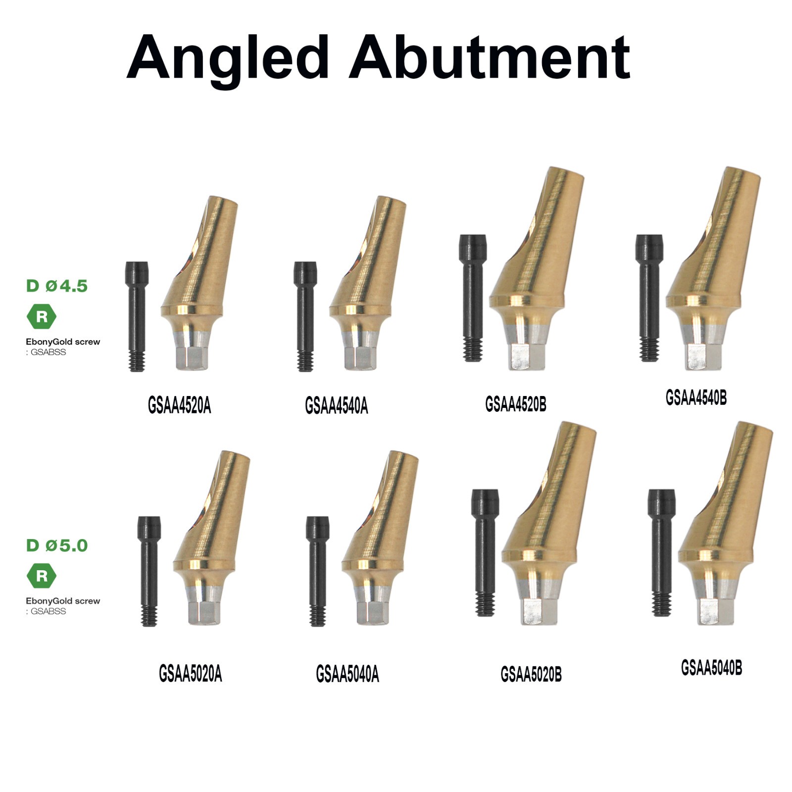 Regular Angled Abutment For Osstem Hiossen Implants Ø4.5/5.0mm 17° 30° Angulated