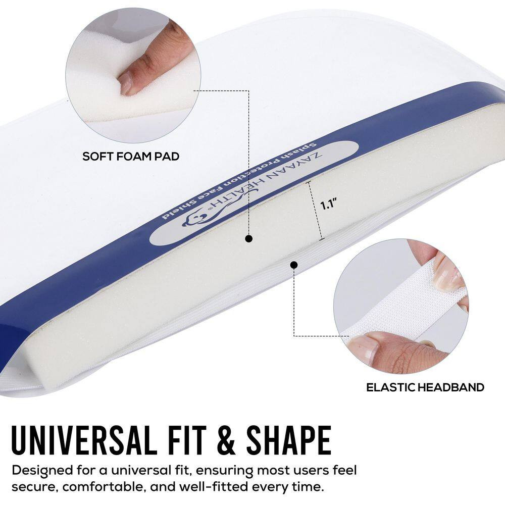 Lightweight Disposable Safety Face Shield with Elastic Headband, Full Face Cover