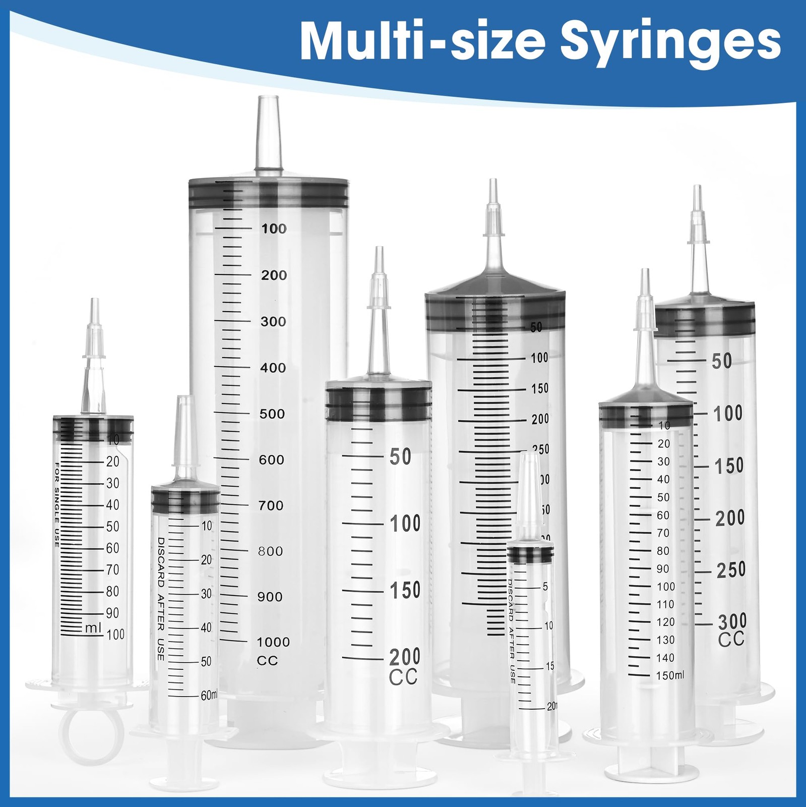 20mL Plastic Syringe for Liquid – 3 Pack Large Syringes with Adapter White
