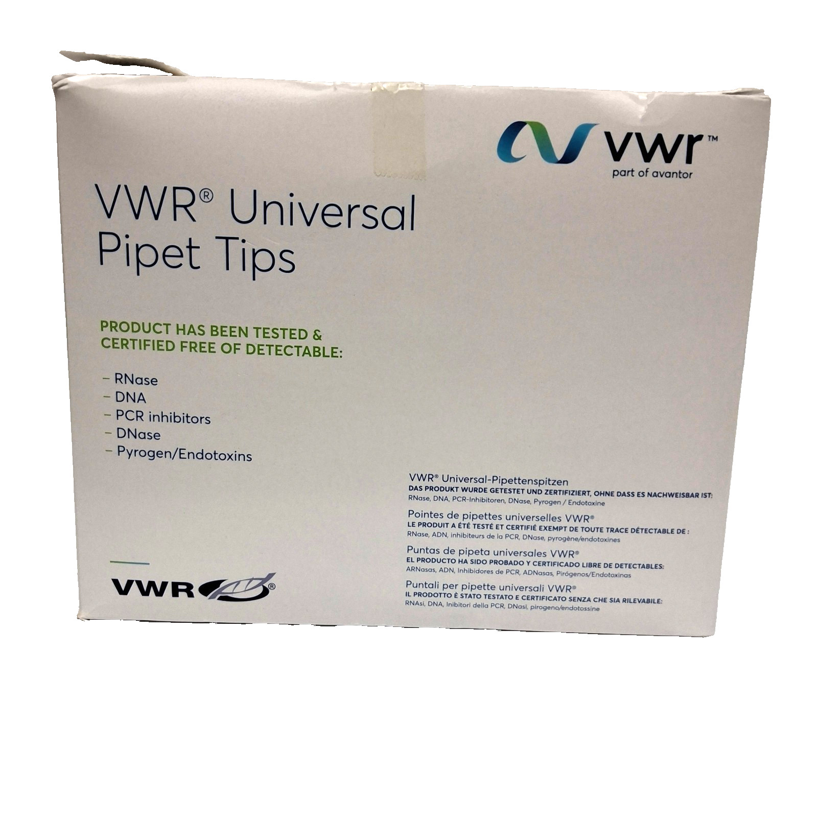VWR Universal Pipet Tips 1000uL Filtered Sterile 76322-154 Partial Box 7 Racks