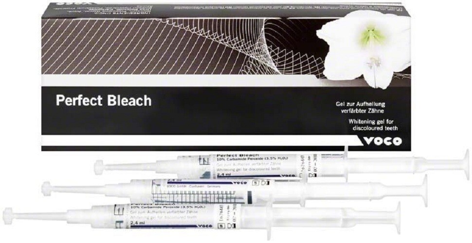 VOCO Perfect Bleach 16 Per Cent Refill Syr (3 x 2.4ml) Whitening Gel (Free Ship)