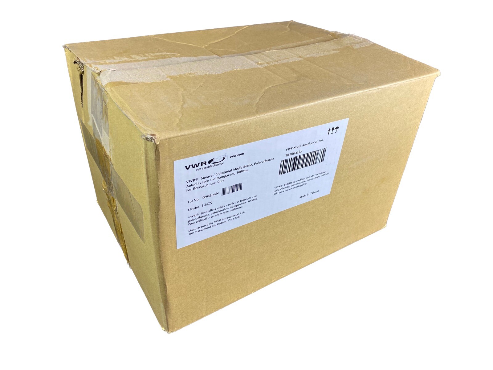 VWR 1000mL Octagonal Media Bottle PC Transparent Graduated 30180-022 (12/cs)B