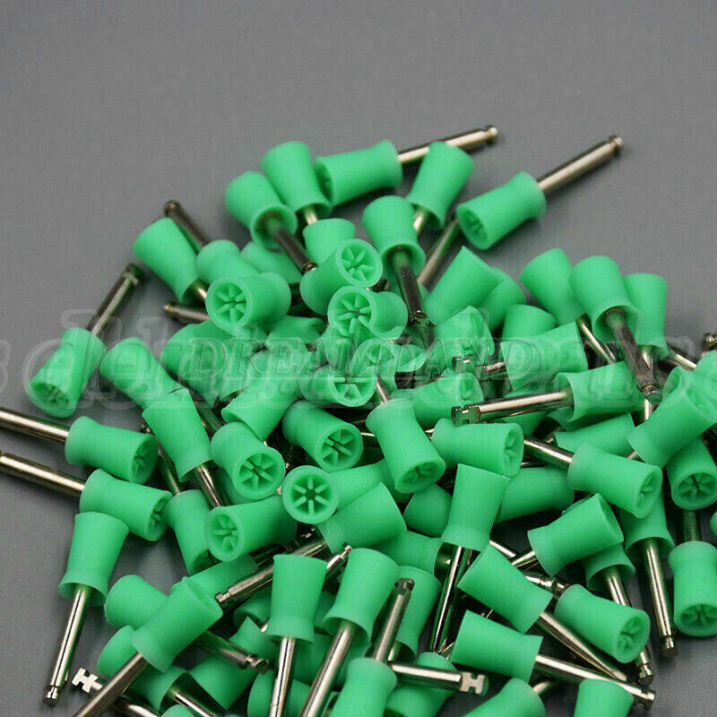 100PCS Dental Polishing Polish Cups Prophy Cup Green Latch Type for Contra Angle