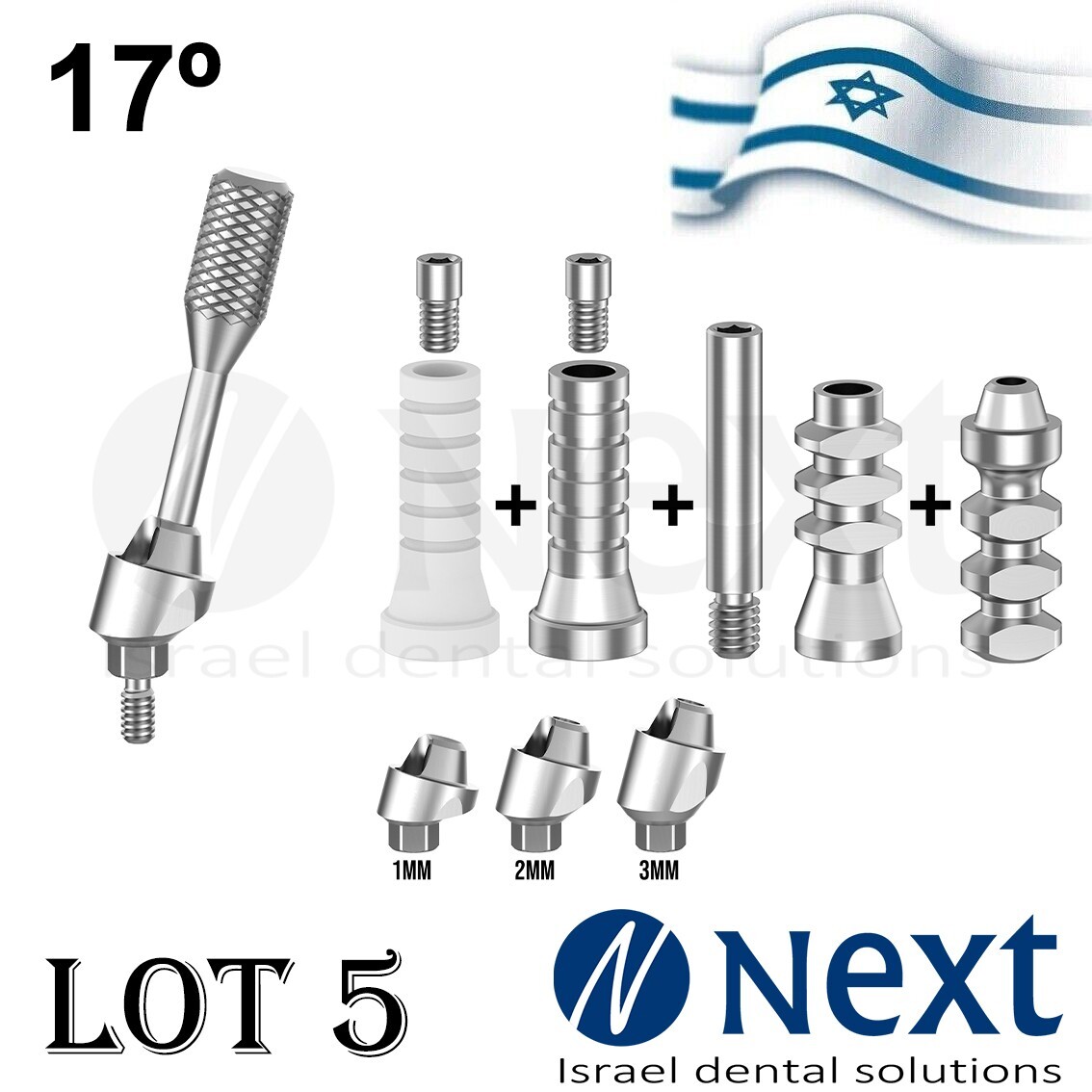 LOTx5 Multi Unit full set angulated 17 deg analog transfer sleeves 1-3 mm